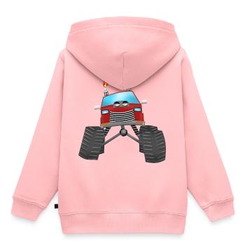 Monstertruck - Kinder Premium Organic Hoodie - Rosa - Hinten - AI Model Kid Female (0cm)