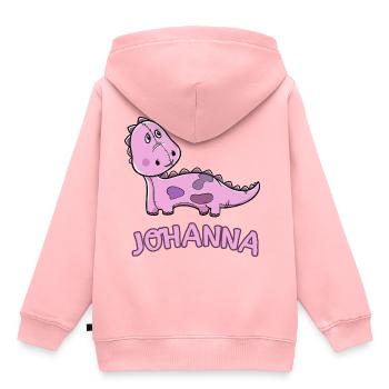 enfant drôle de dinosaure Johanna Cadeau d'anniversaire - Sweat Premium à capuche enfant bio - rose - Dos - AI Model Kid Female (0cm)