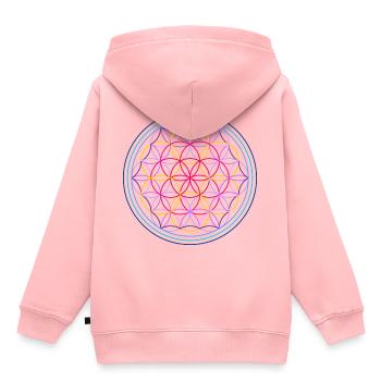 Blume des Lebens rot-blau - Kinder Premium Organic Hoodie - Rosa - Hinten - AI Model Kid Female (0cm)