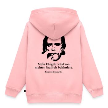 Bukowski: My ambition is of my laziness b - Kids Premium Organic Hoodie - rose - Back - AI Model Kid Female (0cm)