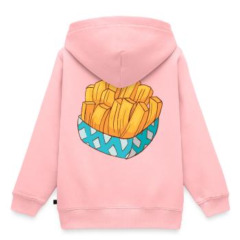 Frites frites - Sweat Premium à capuche enfant bio - rose - Dos - AI Model Kid Female (0cm)