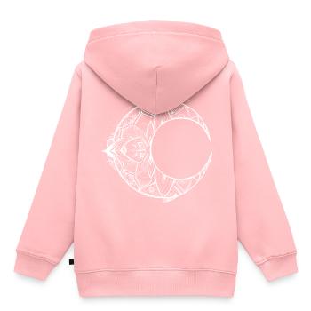 Halbmond Mandala in weiss - Kinder Premium Organic Hoodie - Rosa - Hinten - AI Model Kid Female (0cm)