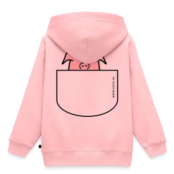 Le cochon sort de la poche - Sweat Premium à capuche enfant bio - rose - Dos - AI Model Kid Female (0cm)