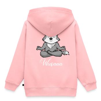 Wolf Auszeit Durchatmen Wusaaa - Kinder Premium Organic Hoodie - Rosa - Hinten - AI Model Kid Female (0cm)