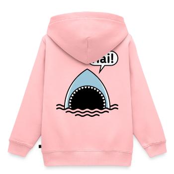 Hai! (Haifisch / Sprechblase / Comic / Cartoon) - Kinder Premium Organic Hoodie - Rosa - Hinten - AI Model Kid Female (0cm)