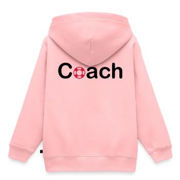 ★ design colors can be changed ★ Coach (lifebuoy) - Kids Premium Organic Hoodie - rose - Back - AI Model Kid Female (0cm)