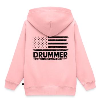 Drapeau américain tambour Patriot Tambour Mélomane Dru - Sweat Premium à capuche enfant bio - rose - Dos - AI Model Kid Female (0cm)