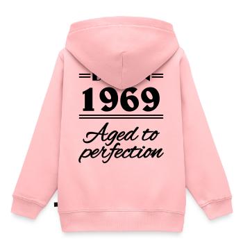 Born in 1969 Aged to perfection - Kinder Premium Organic Hoodie - Rosa - Hinten - AI Model Kid Female (0cm)