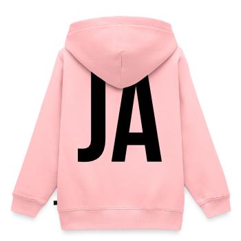 Ja - Kinder Premium Organic Hoodie - Rosa - Hinten - AI Model Kid Female (0cm)