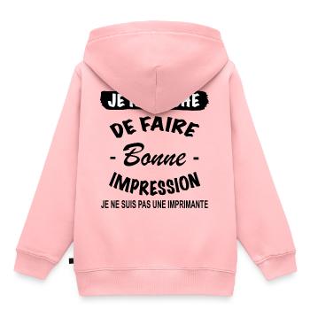 Zitat Lustig • Mir egal • Geschenke - Kinder Premium Organic Hoodie - Rosa - Hinten - AI Model Kid Female (0cm)