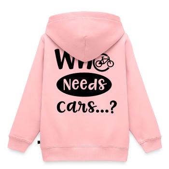 Un cycliste dit drôle : voitures, mobilité durable - Sweat Premium à capuche enfant bio - rose - Dos - AI Model Kid Female (0cm)