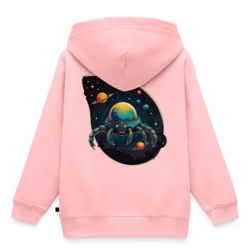 Krabbenraumschiff im Weltall mit Planeten - Kinder Premium Organic Hoodie - Rosa - Hinten - AI Model Kid Female (0cm)