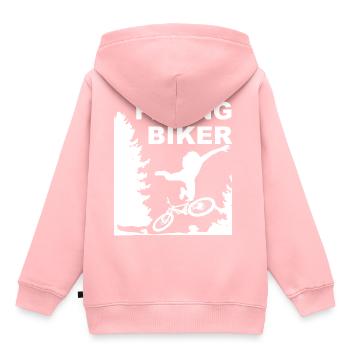 Abfliegender Biker MTB Fahrrad Wald Abflug Sturz - Kinder Premium Organic Hoodie - Rosa - Hinten - AI Model Kid Female (0cm)