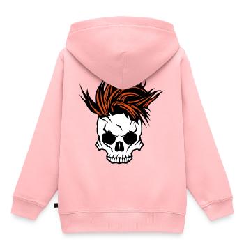 tete de mort crane coiffure punk 1511 - Sweat Premium à capuche enfant bio - rose - Dos - AI Model Kid Female (0cm)