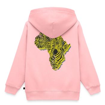 Symbole de l'Afrique en camouflage zébré - Sweat Premium à capuche enfant bio - rose - Dos - AI Model Kid Female (0cm)