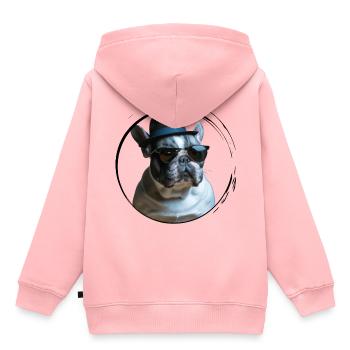 Mignon tyran de style mafia français bouledogue - Sweat Premium à capuche enfant bio - rose - Dos - AI Model Kid Female (0cm)