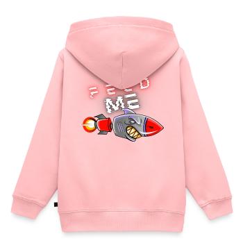Nourrissez-moi, fusée de requin affamée - Sweat Premium à capuche enfant bio - rose - Dos - AI Model Kid Female (0cm)