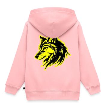 Silhouette de loup - Sweat Premium à capuche enfant bio - rose - Dos - AI Model Kid Female (0cm)