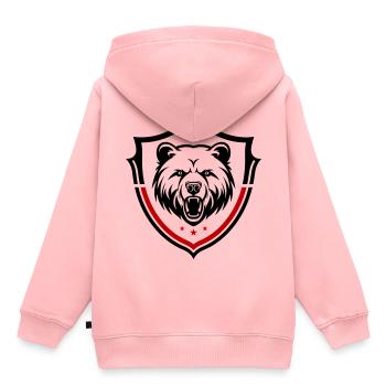 Grizzly Bär Schild - Kinder Premium Organic Hoodie - Rosa - Hinten - AI Model Kid Female (0cm)