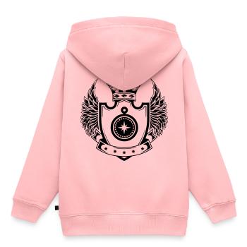 Kompass schild - Kinder Premium Organic Hoodie - Rosa - Hinten - AI Model Kid Female (0cm)