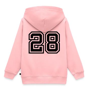 Symbole numérique 28 - Sweat Premium à capuche enfant bio - rose - Dos - AI Model Kid Female (0cm)