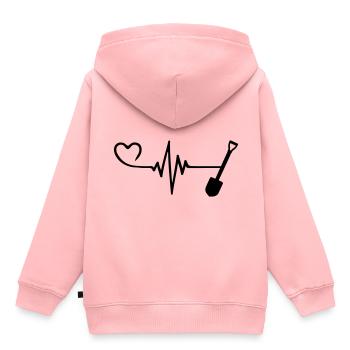 Schaufel Puls Herz Liebe - Kinder Premium Organic Hoodie - Rosa - Hinten - AI Model Kid Female (0cm)