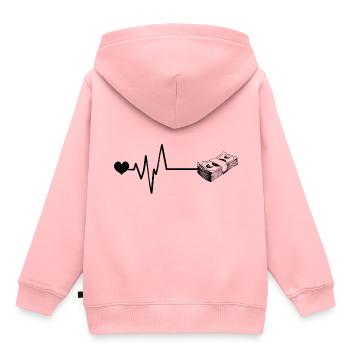 Geld Herzschlag - Kinder Premium Organic Hoodie - Rosa - Hinten - AI Model Kid Female (0cm)