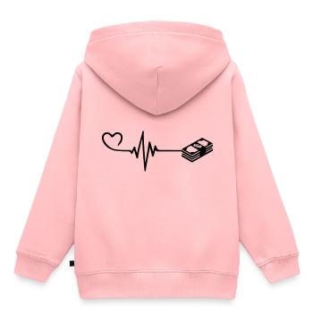 Geld Herzschlag - Kinder Premium Organic Hoodie - Rosa - Hinten - AI Model Kid Female (0cm)