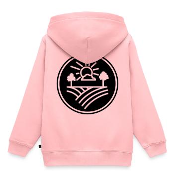 Farm Landwirt - Kinder Premium Organic Hoodie - Rosa - Hinten - AI Model Kid Female (0cm)