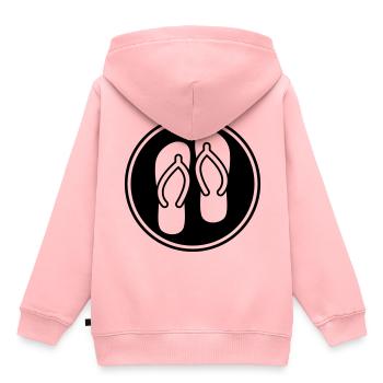 Icône Tongs - Sweat Premium à capuche enfant bio - rose - Dos - AI Model Kid Female (0cm)