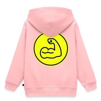 Icône d’haltère musculaire - Sweat Premium à capuche enfant bio - rose - Dos - AI Model Kid Female (0cm)