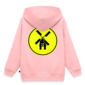 Moulin à vent Ivon Silhouette - Sweat Premium à capuche enfant bio - rose - Dos - AI Model Kid Female (0cm)