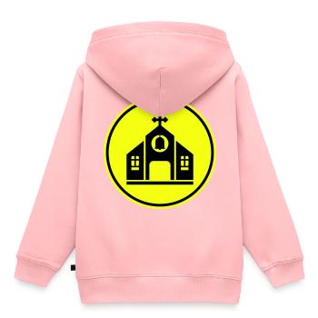 Foi de l’Église - Sweat Premium à capuche enfant bio - rose - Dos - AI Model Kid Female (0cm)