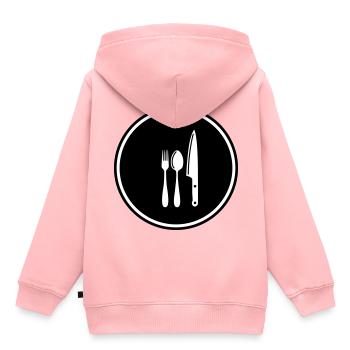 Couverts à la fourchette - Sweat Premium à capuche enfant bio - rose - Dos - AI Model Kid Female (0cm)
