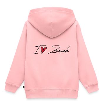 I Love Zürich - Kinder Premium Organic Hoodie - Rosa - Hinten - AI Model Kid Female (0cm)