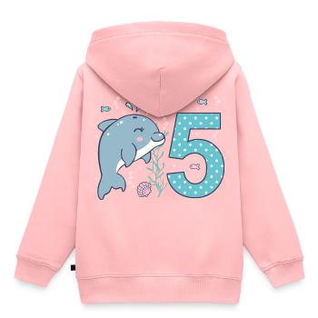 5. Geburtstag - niedlicher Delfin Mädchen - Kinder Premium Organic Hoodie - Rosa - Hinten - AI Model Kid Female (0cm)