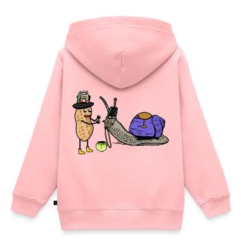 Erdnuss Schnecken Pferd Renner Rennpferd Pferde - Kinder Premium Organic Hoodie - Rosa - Hinten - AI Model Kid Female (0cm)