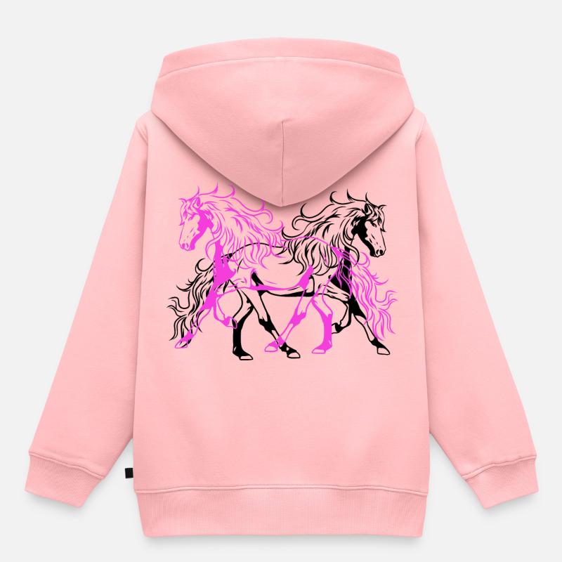 Cavalli selvaggi Stallone Cavaliere Cavaliere Cavallo Matto selvaggio - Felpa Premium con cappuccio bambino bio - rosa