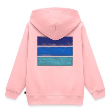 Rectangles bleus - Sweat Premium à capuche enfant bio - rose - Dos - AI Model Kid Female (0cm)