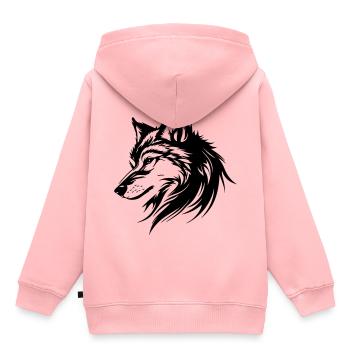 Wolf Silhouette - Kinder Premium Organic Hoodie - Rosa - Hinten - AI Model Kid Female (0cm)