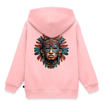 Kunstvolle geschnitzte Azteken, Maya, Inka Maske - Kinder Premium Organic Hoodie - Rosa - Hinten - AI Model Kid Female (0cm)