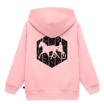 Trotteur trotter dans un style rétro ou vintage - Sweat Premium à capuche enfant bio - rose - Dos - AI Model Kid Female (0cm)