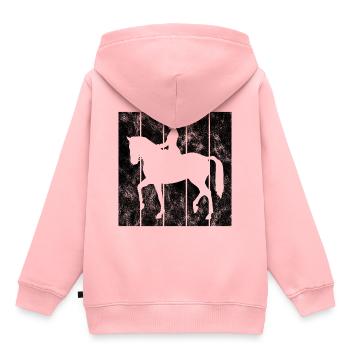 Dressage Cavalier de dressage Cheval d’équitation - Sweat Premium à capuche enfant bio - rose - Dos - AI Model Kid Female (0cm)