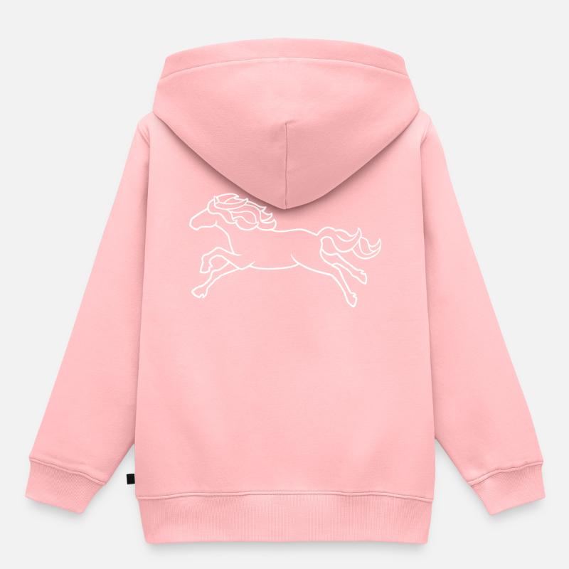 Galop, blanc - Sweat Premium à capuche enfant bio - rose