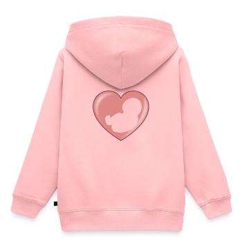 Naissance bébé coeur - coeur naissance - Sweat Premium à capuche enfant bio - rose - Dos - AI Model Kid Female (0cm)