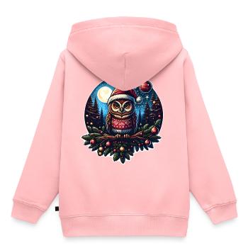 Weihnachtseule im Winterwald - Kinder Premium Organic Hoodie - Rosa - Hinten - AI Model Kid Female (0cm)