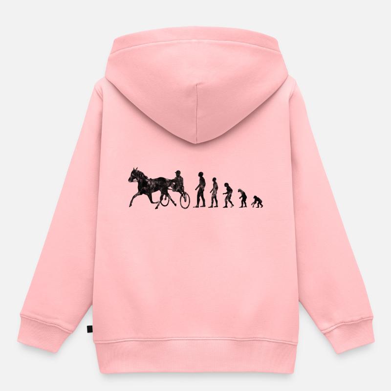 Courses de trotters au trot dans le style Evolution - Sweat Premium à capuche enfant bio - rose