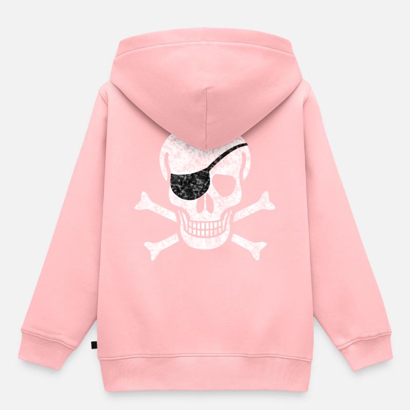 Crâne de pirate - Sweat Premium à capuche enfant bio - rose