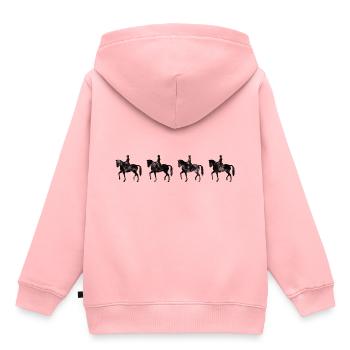 Dressage Cavalier de dressage Cheval d’équitation - Sweat Premium à capuche enfant bio - rose - Dos - AI Model Kid Female (0cm)