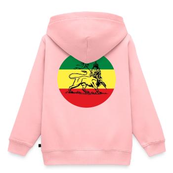 Lion of Judah - Jah Rastafari Reggae Rasta Flag - Kinder Premium Organic Hoodie - Rosa - Hinten - AI Model Kid Female (0cm)